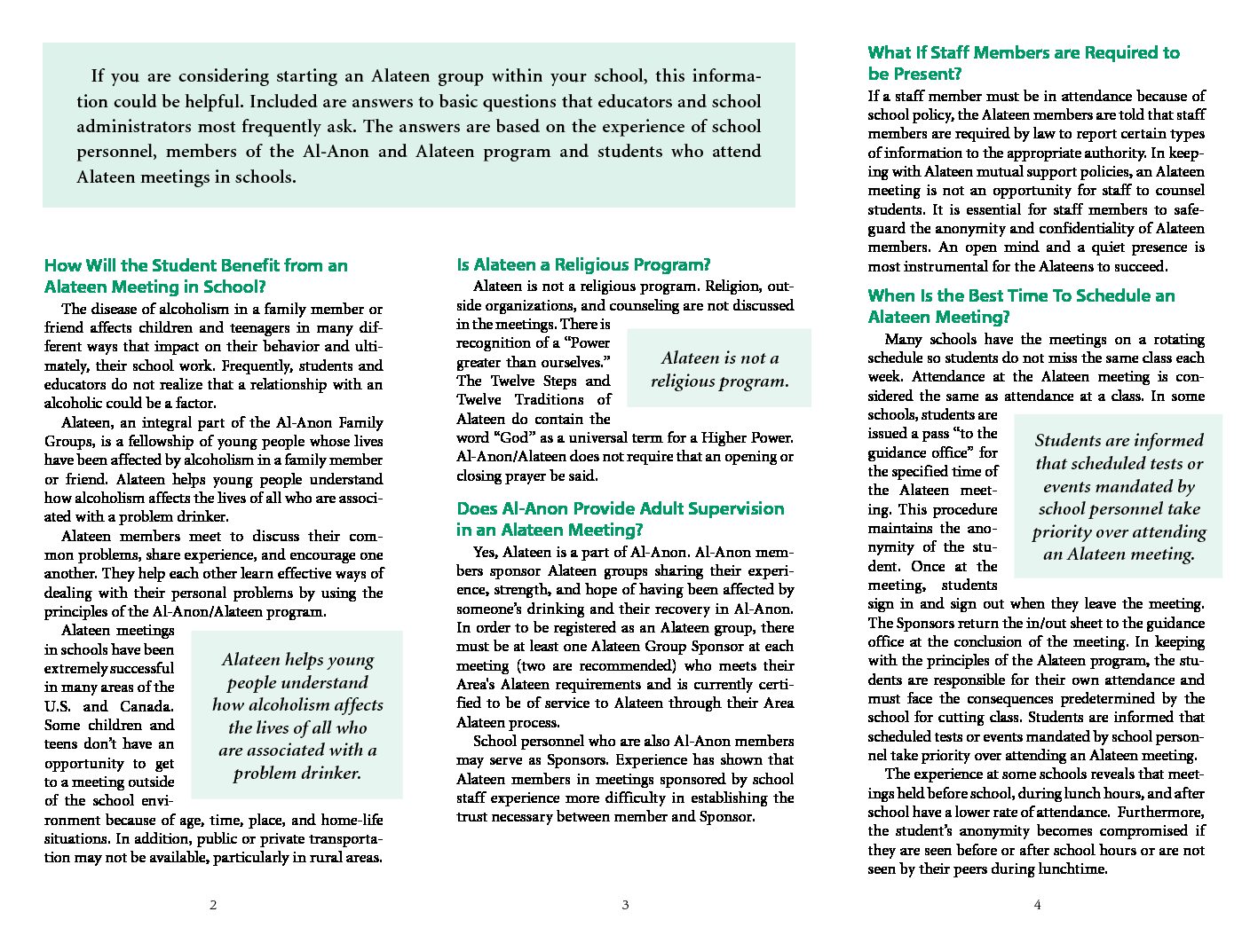 Information for Educators: Alateen Meetings in Schools - Image 2